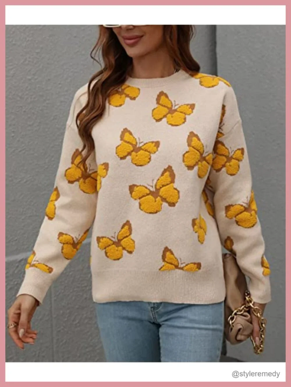 Women's Leopard Print Knitted Pullover Sweater Long Sleeve Crew Neck